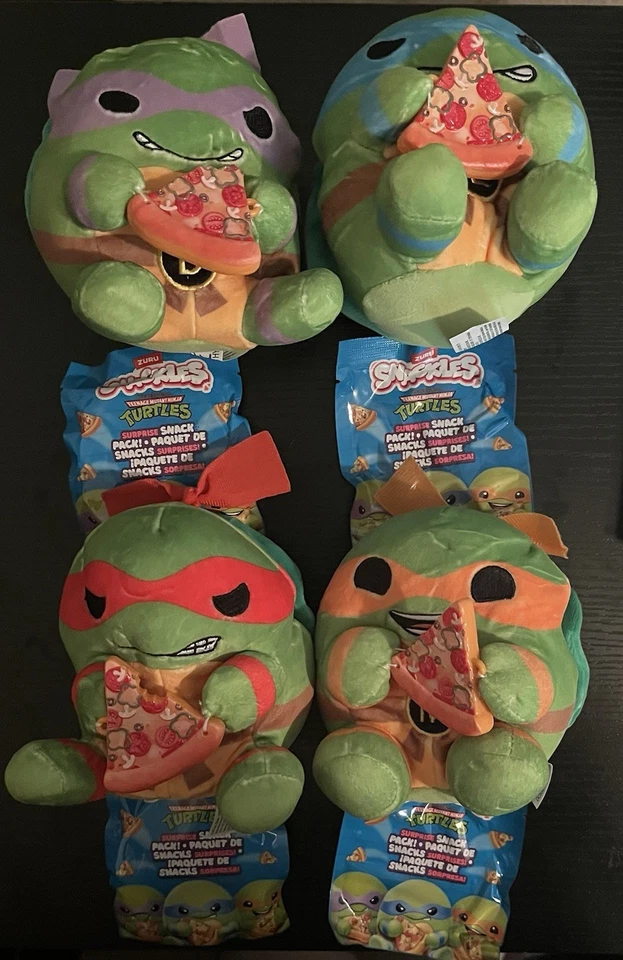 Zuru Snackles TMNT 5" Plush COMPLETE SET OF 4 Teenage Mutant Ninja Turtles - Image 1 of 1