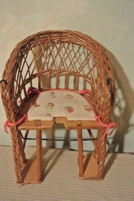 Vintage Baby Size Wicker Table Mount Chair Rattan Woven Kids - Image 1 of 4