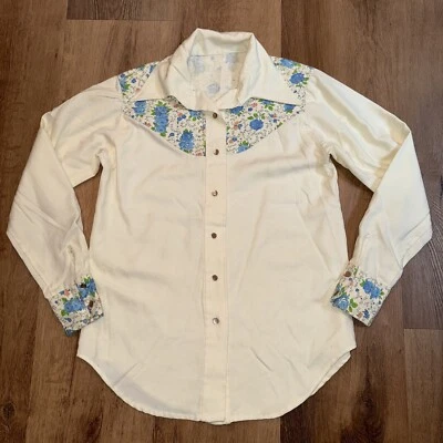 Camisa Vaquera De Colección Años 60 70 Floral Yugo Hippy Disco Honky Tonk Western Mujeres Grande Foto 1 de 4