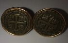 Carolyne Roehm Vtg Cufflinks Gold Tone Coin Doubloon Signed Pat 2920363