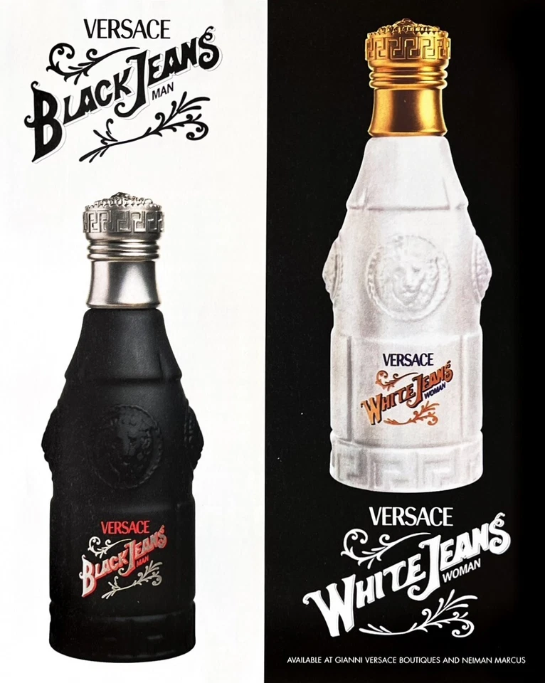 1997 VERSACE FRAGRÂNCIA Original Estampa Vintage Anúncio Branco ou Preto Jeans Colônia - Imagem 1 de 1