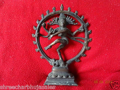 Vintage Solid Copper Hindu Tribal Dancing God Shiva Natraj Statue Figurine #08 - Image 1 of 4