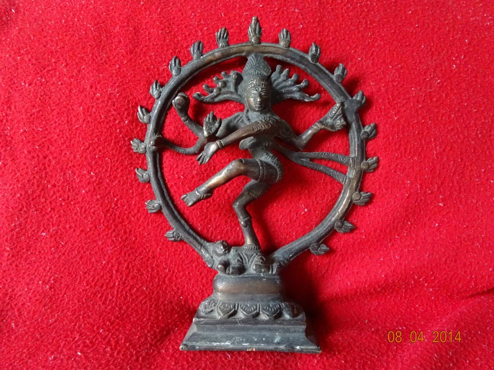 Vintage Solid Copper Hindu Tribal Dancing God Shiva Natraj Statue Figurine #08 - Image 1 of 4