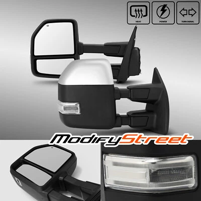 Espejos retrovisores de remolque para 08-16 Ford F250/F350/F450 potencia calefacción LED señal cromada Foto 1 de 4