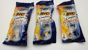 New! BIC Comfort 3 Advance Disposable Razor Men 3 Count Packs Single 1 in Each - Picture 1 of 2