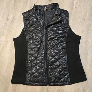 Exertek Women's Full Zip Black Quilted Lined Vest w/Fleece Side Panels Size XL - Picture 1 of 8