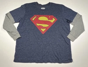 DC Comics Superman T Shirt With Long Thermal Sleeves Size 2XL - Picture 1 of 5