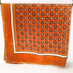 Vintage Silk Scarf Orange Geo Approx 33"x31" No Tags READ - Foto 1 di 5