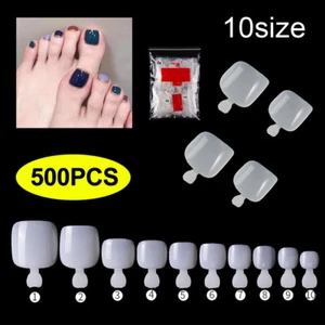 500x False Toenails Full Cover Natural Acrylic Press On Fake False Toe Nails - Picture 1 of 5