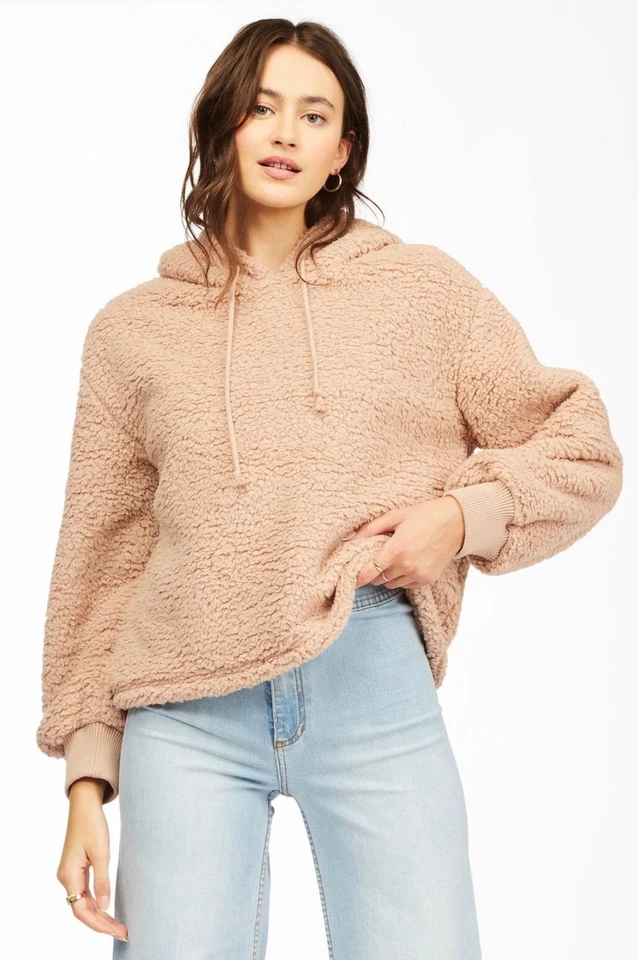 Billabong Ladies Warm Sand Still Cozy Sherpa Pullover Hoodie NWT Choose Size - Image 1 of 1