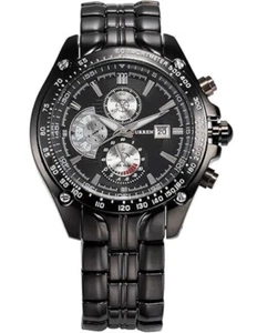 CURREN Black Dial Men's Analog Quartz Watch Stainless Steel - Picture 1 of 5