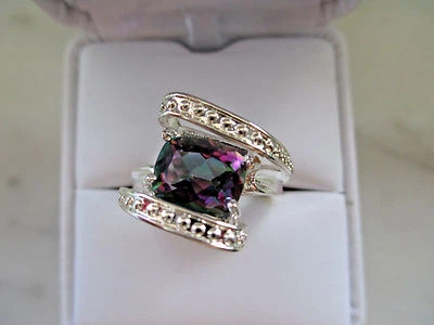 Fidanzamento 925 Argento Sterling Multicolore Topazio Anello - Immagine 1 di 4