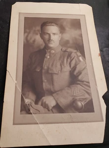 WWI P W Lentell Soldier W Mustache ARmy Military Champlain Photographer READ - Picture 1 of 7