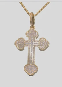Collar Colgante Cadena Cruzada de Circonio Circonio Enchapado en Oro 18k Acero Inoxidable Copto - Imagen 1 de 4