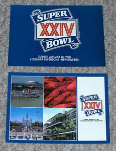 Superbowl XXIV 1990 Louisiana Superdome - Broncos vs 49ers... Lote de 2 postales - Imagen 1 de 2