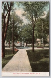 Webster City Iowa IA, View of Court House Park Unposted Antique Postcard - Picture 1 of 2