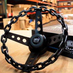 11" Matte Black Chain Steering Wheel 4 Spoke with Horn for Chevy Cars/Trucks - Picture 1 of 8