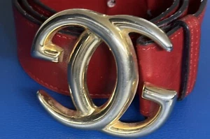 Cintura Gucci Vintage Anni 70/80 Originale Pelle Rossa Tg 75 - Foto 1 di 6