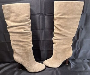 Botas de tacón alto hasta la rodilla holgadas de cuero gamuza topo suave para mujer talla 5,5 M estilo 1411623 - Imagen 1 de 12