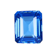 Lab Created Sri Lanka Blue Color Sapphire Emerald Cut 34.3 Ct Gem for Signet