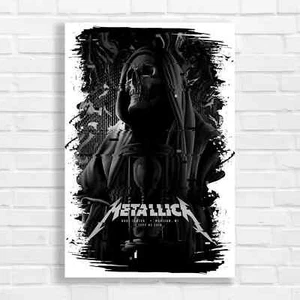 Metallica Metal Band Skull Black White Canvas Print Large Picture Wall Art - Picture 1 of 5