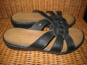 skechers leather flip flops