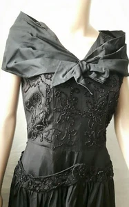 1940s Dress Black Ballerina Length Embellished 36 inch Chest (12) - Picture 1 of 5