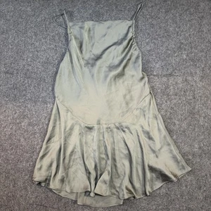 Vestido Free People para mujer XS verde bosque niebla sin cordones satinado fluido midi nuevo con etiquetas - Imagen 1 de 8