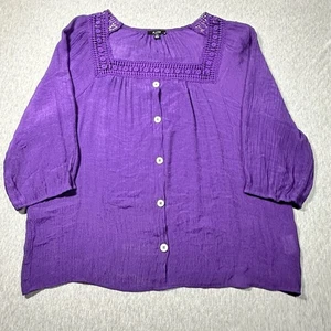 AUW Damen Baby Puppe Top Lila XL Popover Coastal Lagenlook 3/4 Arm Boho - Bild 1 von 12