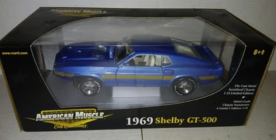 Ertl 1:18 1969 Shelby GT-500 Ford Mustang Blue American Muscle - Image 1 of 4