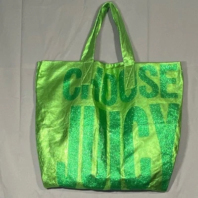 Bolso de Mano Juicy Couture Y2K Cuero Metálico Verde Lima Brillo Elige Juicy Logo Foto 1 de 4
