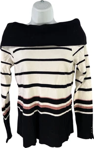 Suéter de hombro ancho a rayas blancas para mujer White House Black Market - M - Imagen 1 de 4