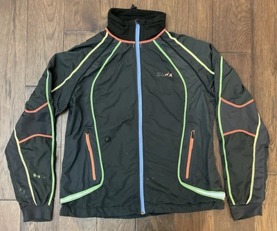 Jaqueta de esqui Swix Cross Country feminina GG preta com zíper completo reflexiva soft shell vento - Imagem 1 de 4