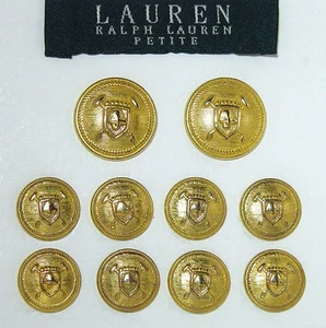 LAUREN RALPH LAUREN Replacement buttons 10 Gold Tone solid metal Good Used Cond. - Picture 1 of 9