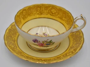 Vintage Hammersley Teetasse und Untertasse, English Bone China, gelb mit Blumen selten - Bild 1 von 20
