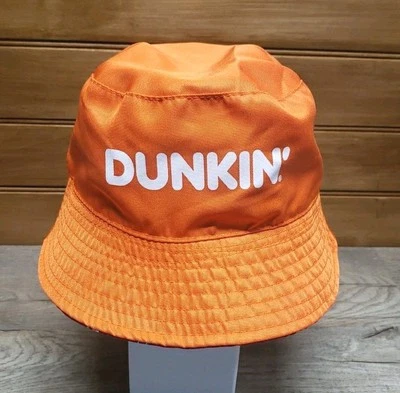 Dunkin’ Donuts Reversible Bucket Hat Reversible Orange & Maroon Halloween VG  - Image 1 of 4