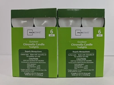 Lot Of 2 New Mainstays Outdoor Citronella Candle Tealights 6 Pack (12 Total) - Изображение 1 из 4