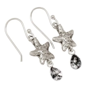 Orecchini Stella Marina - Quarzo Tormalato Naturale - Sri Lanka Argento 925 ALLE-19675 - Foto 1 di 1