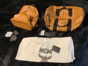 MCM Cognac Duffle and Matching Large studded Backpack - Picture 1 of 4