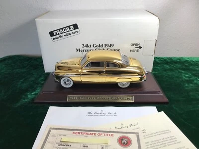 1949 Danbury Mint 24K Золото 1949 Mercury Club Coupe, с Деревянной Выставочной Базой, 1:24 - Изображение 1 из 4