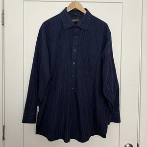 Donald J Trump Shirt Mens 18 34/35 Blue Striped Button Up Signature Collection - Picture 1 of 12