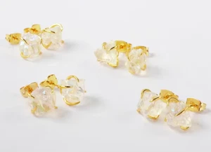 Aura Crystal Raw Stone Natural Good Energy Healing Stud Gold Stud Earrings - Picture 1 of 11