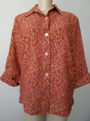 Geometric Blouse JH Collectibles Multicolor 3/4 Sleeve Large Relaxed Fit Casual Foto 1 de 4