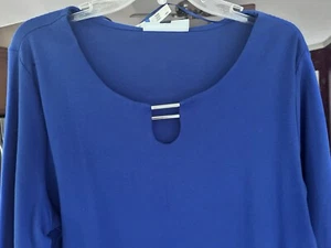 Karen Scott NWT Blue Top CL (1X) - Picture 1 of 2