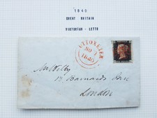 1840 Great Britain Letter whit Penny Black plate 2 Red Maltese Cross Cancellatio