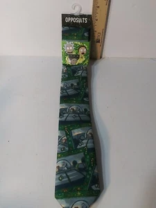 Rick and Morty UFO Alien Mens Neck Tie Necktie Adult Swim Opposuits Ships Fast - Picture 1 of 7