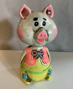 Vintage 1960er Jahre Lego Kopf Nodder Wackelkopf weißes Schwein Keramik Bank Made in Japan - Bild 1 von 9