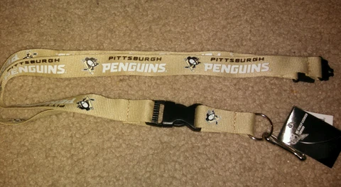 NHL Pittsburgh Penguins Yellow Breakaway Lanyard Keychain NWT Free Ship Cover