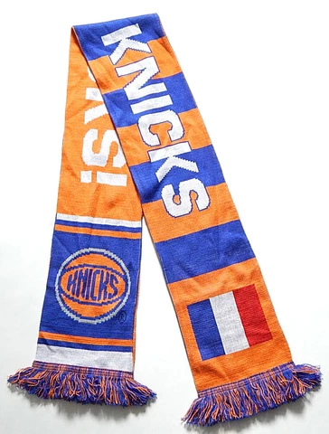 New York Knicks "Go Knicks!" "Allez Knicks!" France Flag Ruffneck Scarf New Cover