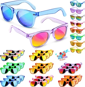 Kids Sunglasses Party Favors - Neon UV400 Shades for Ages 3-8, 24 Pack - Picture 1 of 12